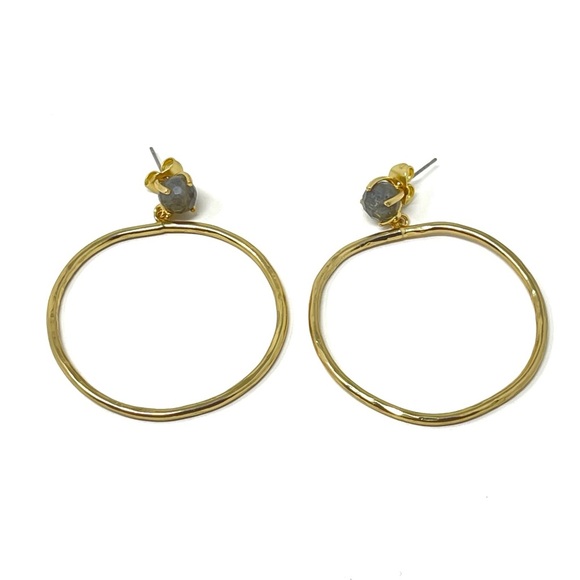 Free People Jewelry - New Free People Labradorite Stone Hoop Earrings